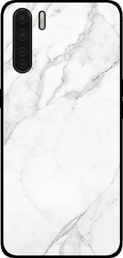 Smartphonica Telefoonhoesje voor OPPO A91 met marmer opdruk - TPU backcover case marble design - Wit geschikt voor Oppo A91
