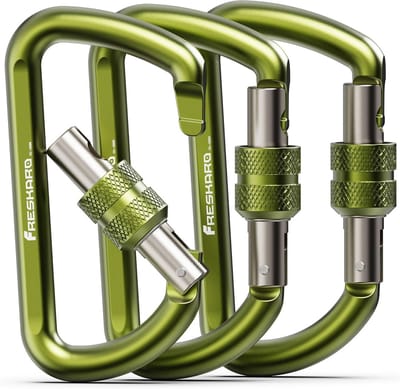 Vergrendelbare aluminium karabijnhaken 3 inch - 1224 kg draagcapaciteit voor hangmatten, camping en sleutelhangers