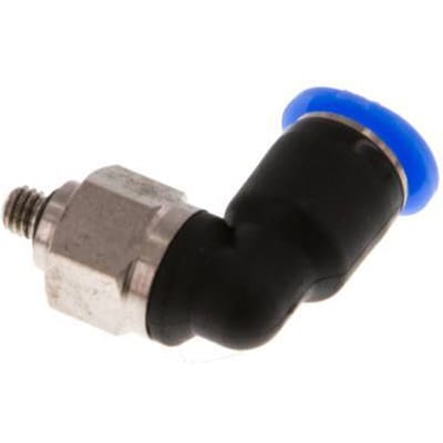4mm x M 3 90 graden L-verbinding Staal/PBT Insteekfitting Buitendraad Kort Draaibaar Compact Ontwerp NBR [2 Stuks]
