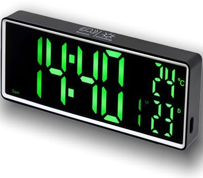 Wekker - Digitale wekker - Bureauklok – Bedlamp - Nachtlamp – LED wekker - LED klok - Met groot LED-display - Met spiegelend scherm - Met datum - Met dag van de week - Dimbaar - Voor slaapkamer - Voor kantoor - Cadeau