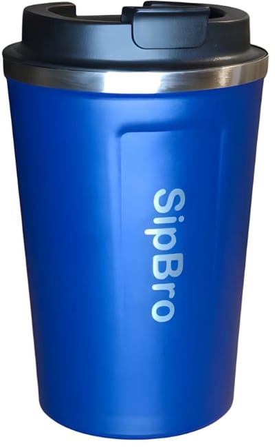 SipBro - Thermosbeker 380ml – Koffiebeker To Go – RVS – Lekvrij & Herbruikbaar – Reisbeker voor Koffie & Thee – Blauw