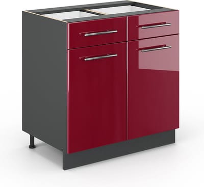 Vicco Fame-Line Keukenonderkast – 80 cm zonder werkblad Bordeauxrode hoogglans
