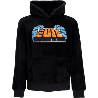 Fleece-hoodie voor heren met vuile handen, zwart