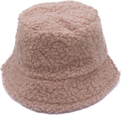Haarsoires Bucket Hat Hoedje – Teddy Stof – One Size – Beige - Vissershoedje - voor Dames & Heren