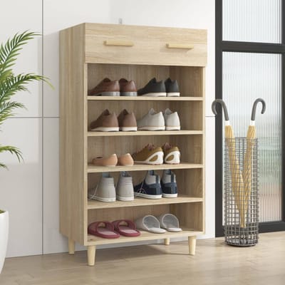 vidaXL - Schoenenkast - 60x35x105 - cm - bewerkt - hout - sonoma - eikenkleurig