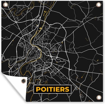 Tuin poster Stadskaart - Plattegrond - Poitiers - Frankrijk - Kaart - 200x200 cm - Tuindoek