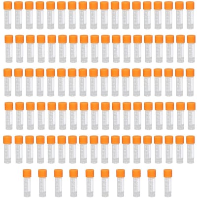 100 Stuks Testbuizen 3ml Oranje met Deksel en Gegradueerde Markeringen, Laboratorium Test Tubes, Plastic Cryo Tubes en Laboratoriumbenodigdheden