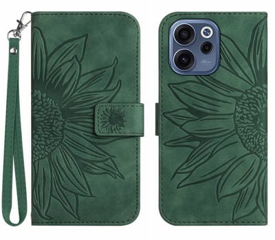Coverup Hoesje - Geschikt voor OPPO Reno15 F Hoesje - Coverup Zonnebloem Book Case met Koord - Groen