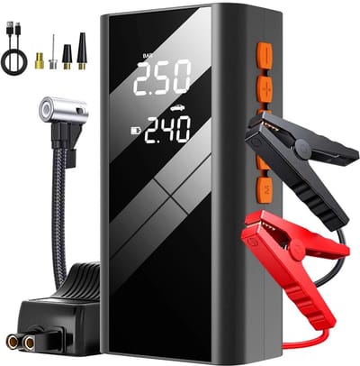 Damenzo - Auto starter - Acculader - Acculader auto - Auto jump starter - Auto - 1200A piekstroom - 12V - Jump starter - Zwart -