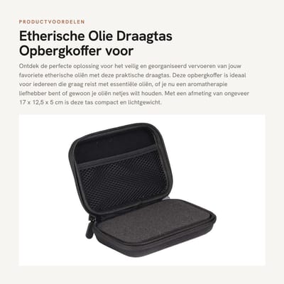 Dailygoods- Opbergkoffer Duurzaam - Draagtas - Houder voor Etherische Oliën - EVA/Nylon - 30 Flessen - Compact 17x12,5x5 cm - Oliehouder