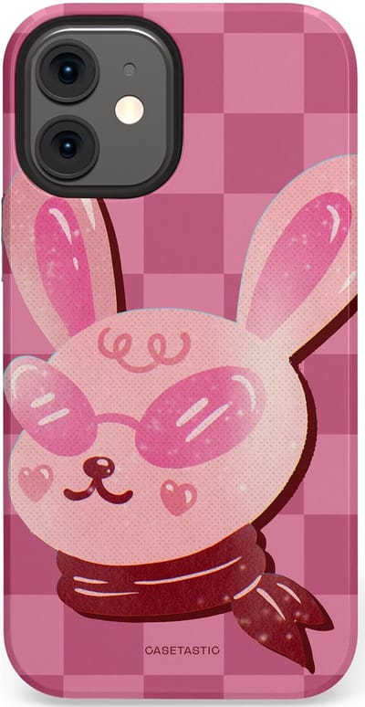 Casetastic Hoesje Geschikt voor Apple iPhone 12 Mini - Stijlvolle Beschermende Duo-layer Case - Luxe konijntje