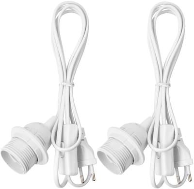 Set van 2 Lampenhouders met Schakelaar, E27 Fitting, 1.8 m Voedingskabel voor Pendel- en DIY Verlichting