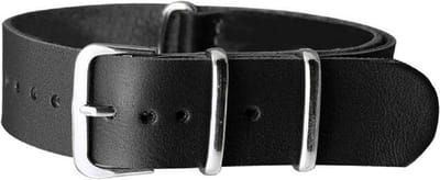 Leren NATO Horlogeband Zwart 18mm