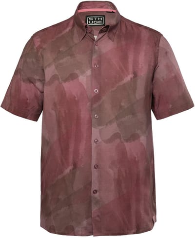STHUGE - Heren - Overhemd halflange mouwen bedekte button-down kraag boxy fit - Donkerroze - Maat 3XL