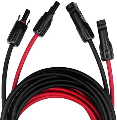 Set van 2 Zonnepaneel Verlengkabel Set 6mm Rood Zwart UV-bestendig