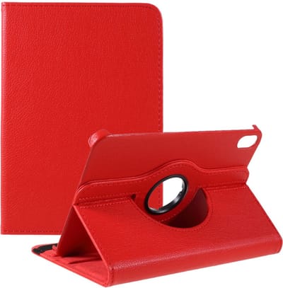 Peachy 360 Rotating bookcase Vegan Leather hoes geschikt voor iPad mini 6 2021 & iPad mini 7 2024 - rood