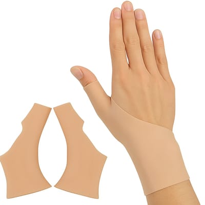 Gel duimbrace - Duim compressiehandschoenen – Brace - Reuma handschoen - Comfortabel en Ademend - Lichtgewicht & Herbruikbaar - One Size – Beige – LOUZIR