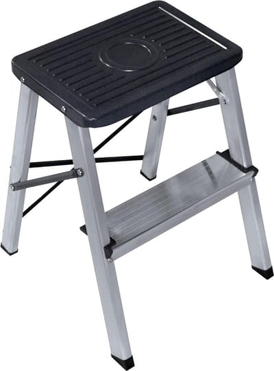 SnelShoppen - Opvouwbare 2-treden ladder - Antislip krukje - Aluminium - Maximaal draagvermogen 150 kg - Ideaal voor keuken, tuin, en klussen - Handig