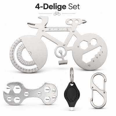24-in-1 Fiets Multitool Set - Musketon Sleutelhanger met Dubbelzijdig Karabijnhaak, Mini Zaklamp - Gereedschap voor Fietsreparatie met Carabiner, Bieropener, Sleutelringen - Volwassen Fietsgereedschap Accessoires Reparatieset - Keychain Multi Tool