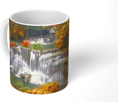 Mok - Koffiemok - Bomen - Waterval - Herfst - Mokken - 350 ML - Beker - Koffiemokken - Theemok