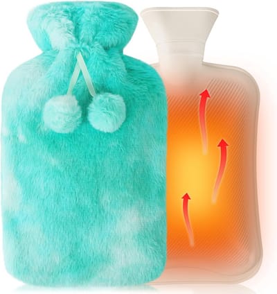 2 liter warmwaterkruik met zachte overtrek - rubberen warmwaterkruik voor warme handen en voeten - blauw