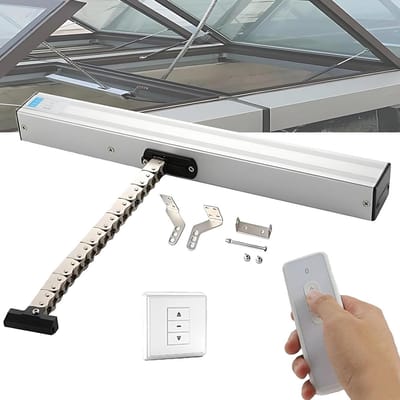 Elektrische Raamopener - Automatisch Systeem - Klimaatbeheersing Kas - Met Regensensor - 30-80cm Slag - Zilver