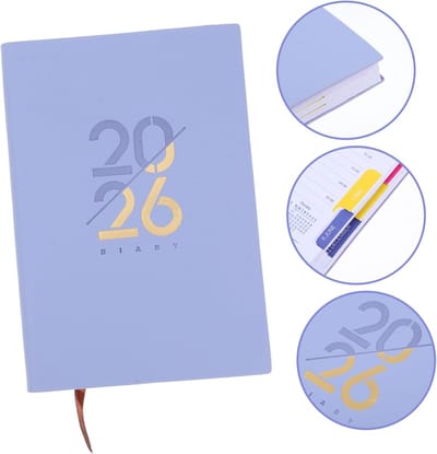 Agenda 2026 - Notitieboek - Agenda 2026 a5 - Notitieboek a5 - Notitieblok - Week- en maandplanner 2026- Met leren omslag - Gelamineerde tabbladen - Voor professioneel en persoonlijk tijdmanagement - Paars