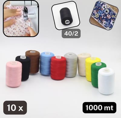 ACCESSOIRES LEDUC Overlockgaren - 10 Bobijntjes van 1000 meter - 10 Kleuren