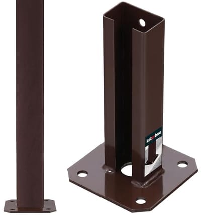KOTARBAU® Paalhouder, Poedergecoat Staal, Paalvoet, 60 x 40 mm, om te Schroeven, Bruin, Paalsteun, Weerbestendig