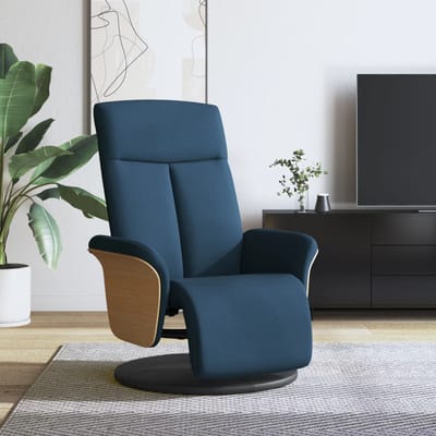 vidaXL - Fauteuil - verstelbaar - met - voetensteun - stof - blauw