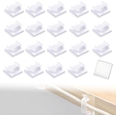 Dailygoods - Kabelclips - Kabelopslag - Zelfklevend en stevig - Transparant - Draadorganizer - Voor kantoor en auto - 20 stuks