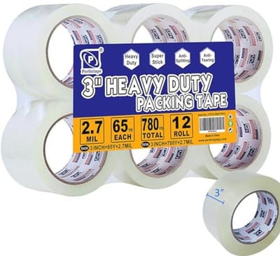 Zware Verpakkingstape van 7,5 cm - 12 Rollen, 780 Jaar in Totaal, Heldere Tape, 2ml, 3" x 65 Yards - Ultra Sterk voor Verzenden en Verpakken