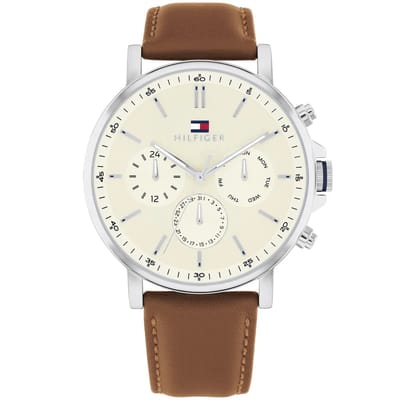 Tommy Hilfiger Tyson 1792143 Horloge - Leer - Bruin - Ø 44 mm