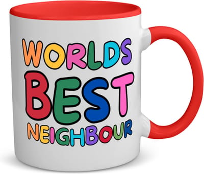 Akyol - world's best neighbour koffiemok - theemok - rood - Buurman - beste buurman - verjaardagscadeau - kado - gift - 350 ML inhoud
