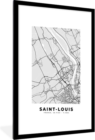 Fotolijst incl. Poster - Plattegrond - Kaart - Stadskaart - Frankrijk - Saint-Louis - 60x90 cm - Posterlijst