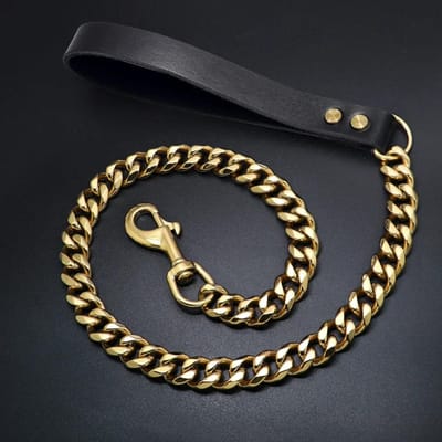 Krachtige 19 mm Zeskantige Slijpende Roestvrij Staal Gouden Tractie Hondenhalsband Hondentouw Medium En Grote Hond Tractietouw (Gold,3ft-90cm) goud