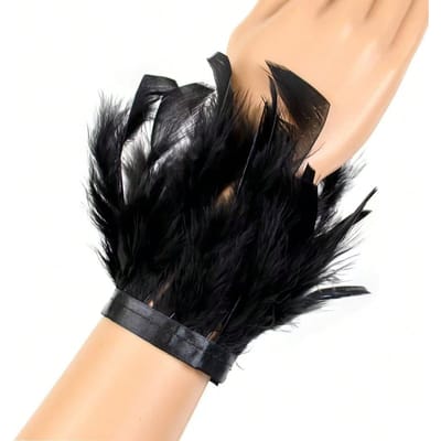 Een Boheemse Stijl Dames Armband met Kunstveren - Elegant, Charmant, Prachtig en Modieus Dames Klittenband Pols Accessoire zwart