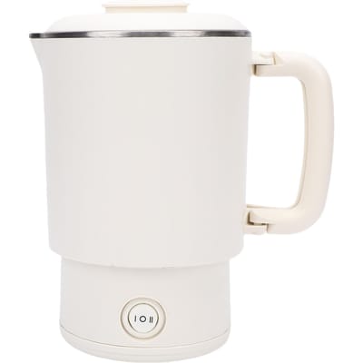 Draagbare Elektrische Waterkoker Wit 600ml Roestvrijstalen Binnenkant Geïsoleerde Warmwaterkoker voor Thee Koffie Foldable Handle