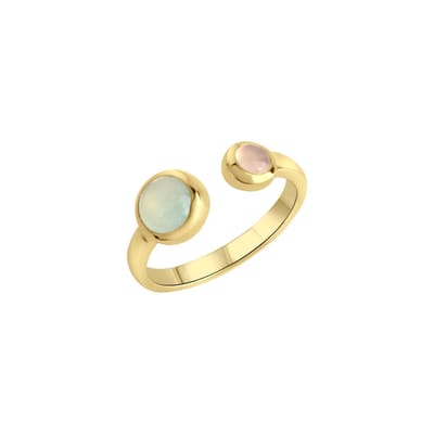 Jamelli Damen-Damenring 925er Silber 2 Chalcedon 52 Geelgoud 32018886