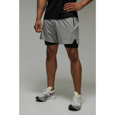 Men's Active Stretch Woven 2in1 Shorts | Light Grey | Size XS