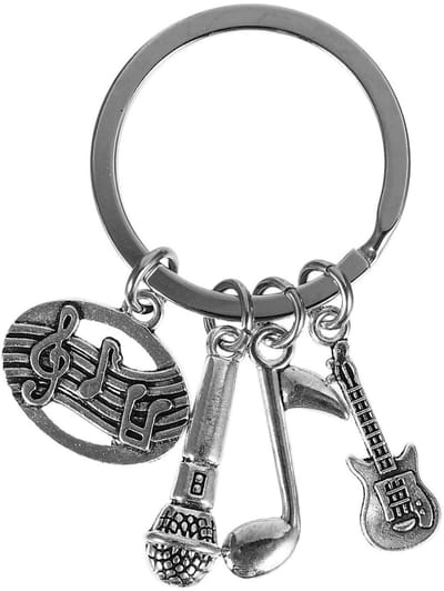 Dailygoods- Gitaar Sleutelhanger Muzieksymbool - Sleuteldecoratie - Tashanger - Vintage Ornament - Metaal - Aangenaam Handgevoel