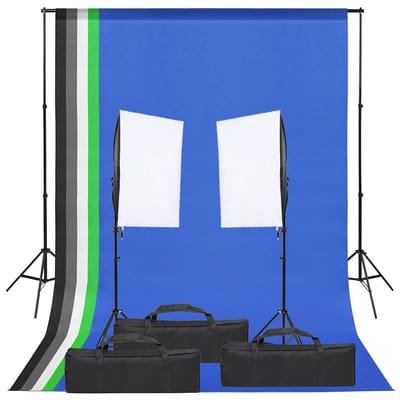 vidaXL - Fotostudioset - met - verlichtingsset - en - achtergrond