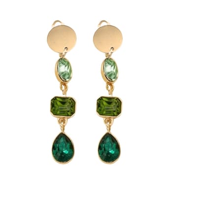 Clip oorbellen- luxe -groen- goudkleurig- geen gaatje- Lang- Charme Bijoux