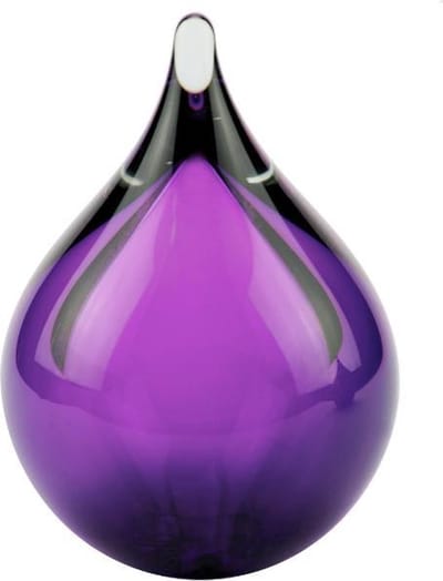 Urnencenter© Kristalglas Bubble Mini Urn Paars Transparant - Urn - Urn voor as - Urn Hond - Urn Kat - Urn Deelbewaring - Mini Urn Glas - Kunstobject