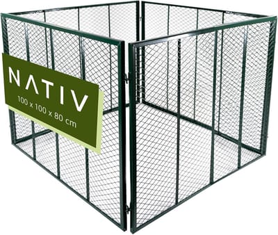 Compostbak Tuin - Composteerbak Metaal - Afval Verwerken - Snelle Montage - 100x100x80 cm - Donkergroen