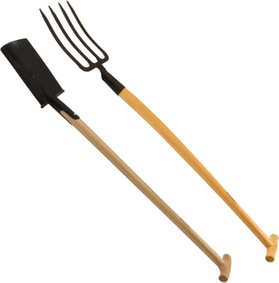 Sirocco - AANBIEDING - Spitvork & Tuinschep - Tuinvork – Mestvork – Stalvork – Bladvork - Hooivork - 4 tanden - Handgesmede - Beukenhout (85 cm) - Tuingereedschap