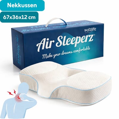 AirSleeperz® SoftLife Ergonomisch Nekkussen - Memory Foam Hoofdkussen - Orthopedisch Traagschuim Kussen voor Nek- en Schouderklachten - 67x36 cm
