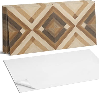 Coloray Plaktegels - Geometrisch ruitjespatroon Wandtegel Zelfklevend - 60 cm x 30 cm - Bruin Plaktegels - 6 stuks - Rechthoek PVC Tegels - Plaktegels Keuken - Zelfklevende Vloertegels Badkamer - Vinyltegels Vloer Zelfklevend - Portugese Tegels