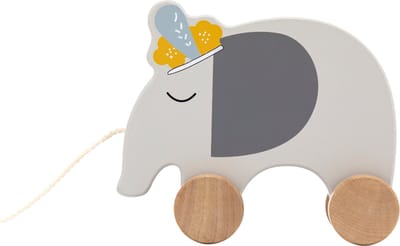 Tryco Houten Trekdier Olifant - Wooden Pull-Along Toy - Trekfiguur voor Peuters - Stimuleert Motoriek en Coördinatie - Vanaf 18 Maanden