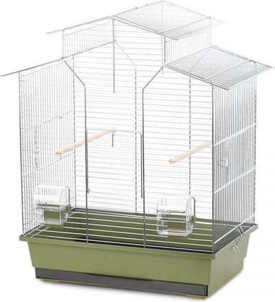 Duvo+ Vogelkooi natural iza 2 Olijfgroen/zinc 51x30x60,5cm